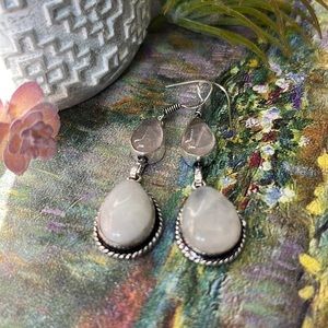 Rose quartz and moonstone earrings